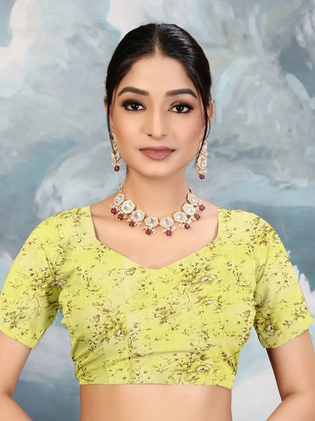 ZAMUNA Yellow Georgette Floral Digital Print Saree with Blouse Piece – Radiant Wedding & Festive Saree