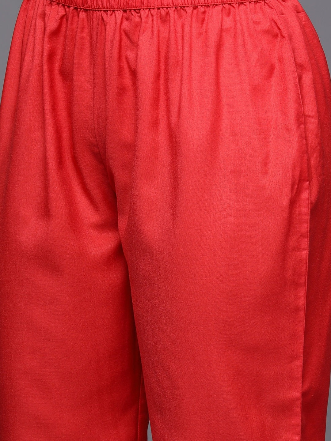 Red Straight Solid Kurta Pant With Dupatta Sets