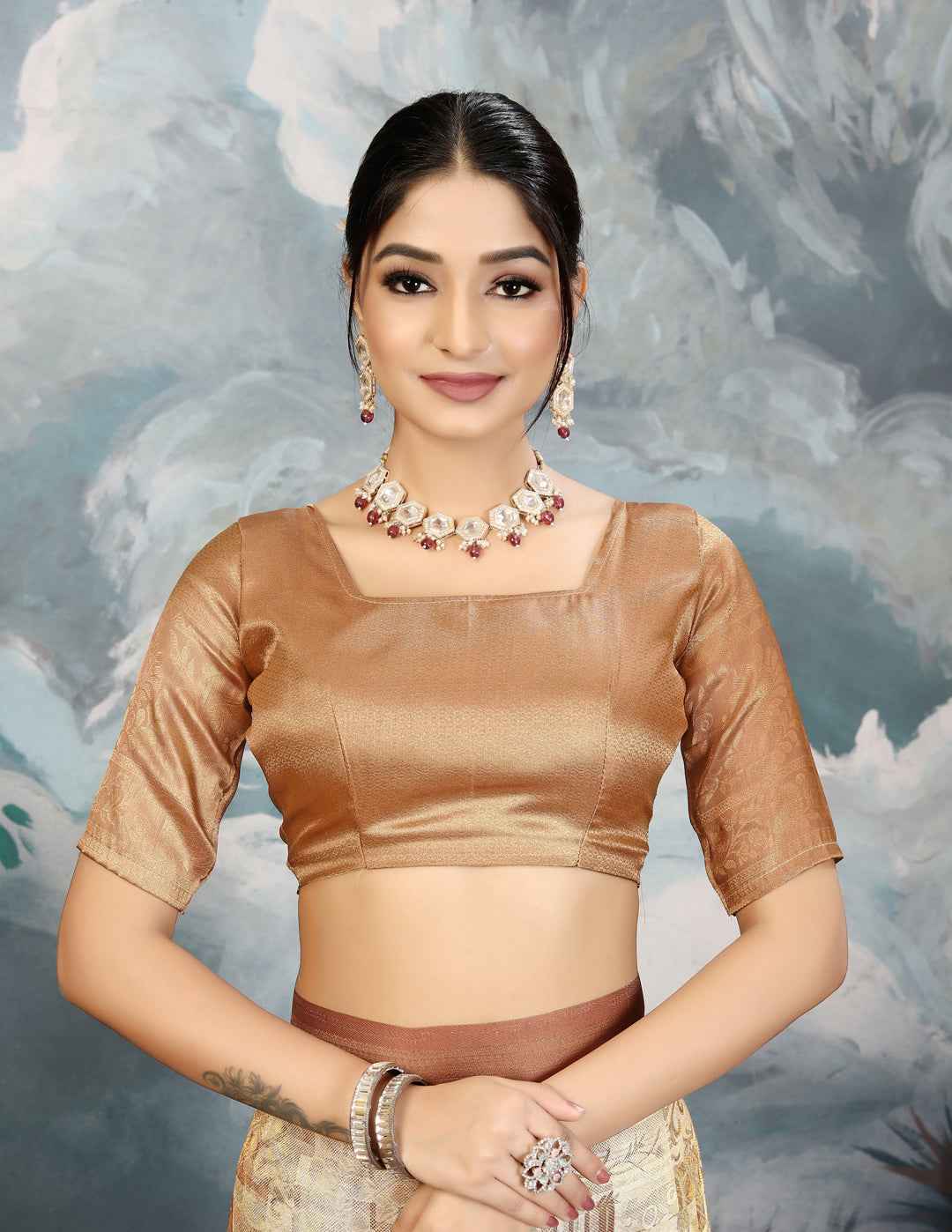 ZAMUNA Lavender Silk Woven Digital Print Saree with Blouse Piece – Elegant Pastel Festive Saree