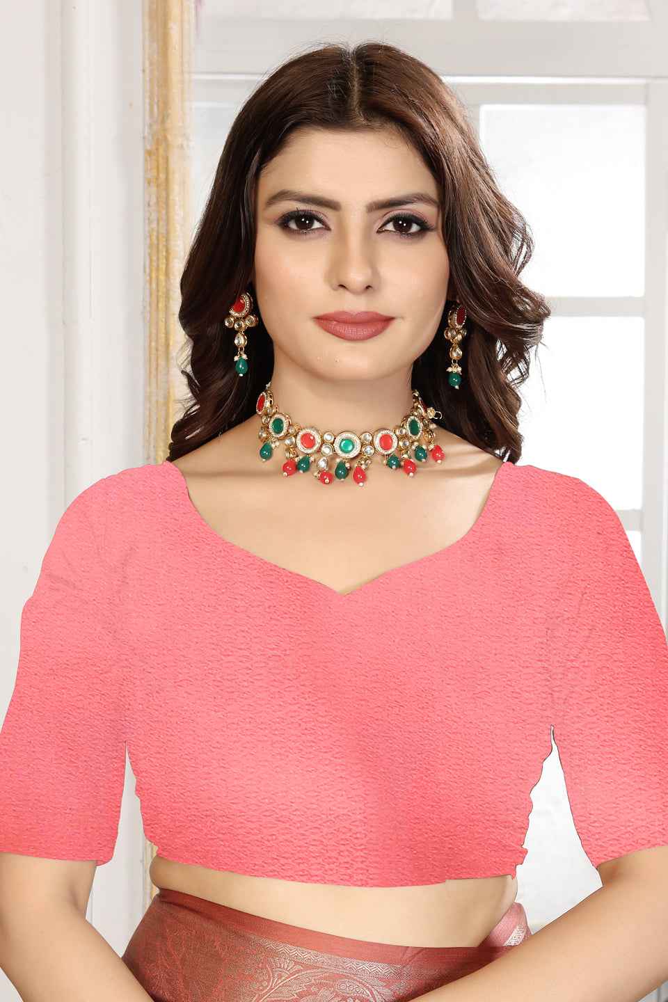 ZAMUNA Red Silk Woven Digital Print Saree with Blouse Piece – Stunning Bridal & Reception Saree